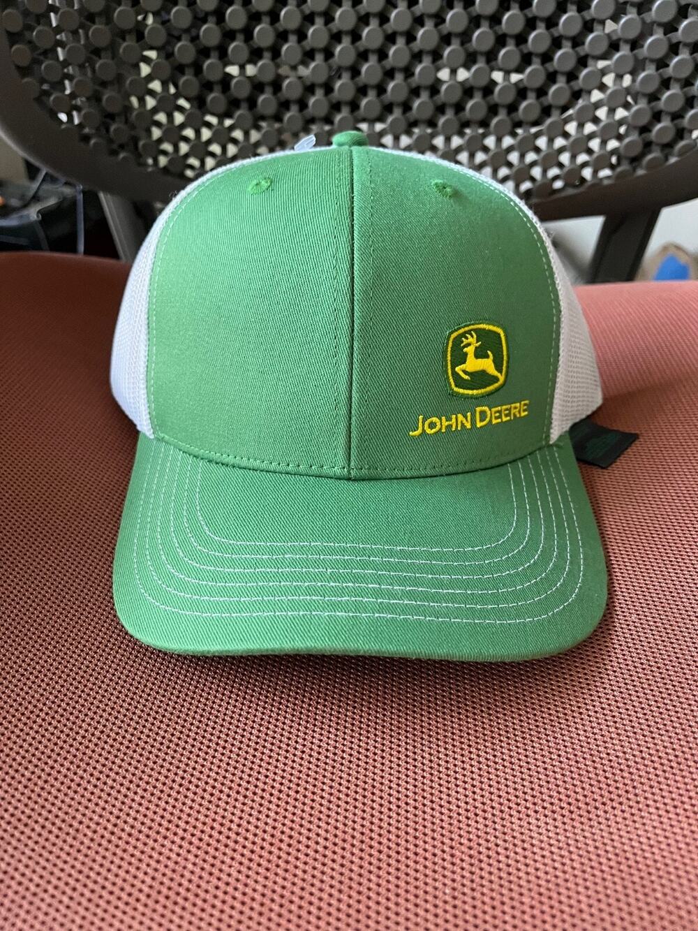 John Deere Trucker Hat Cap Adult Mesh Snapback Green and White Small Logo